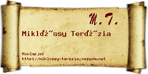 Miklóssy Terézia névjegykártya